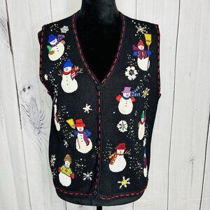 Designers Originals Studio Christmas Sweater Vest Size S Snowman Vintage